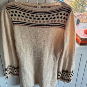 1970s Cream Patterned Women's Sweater